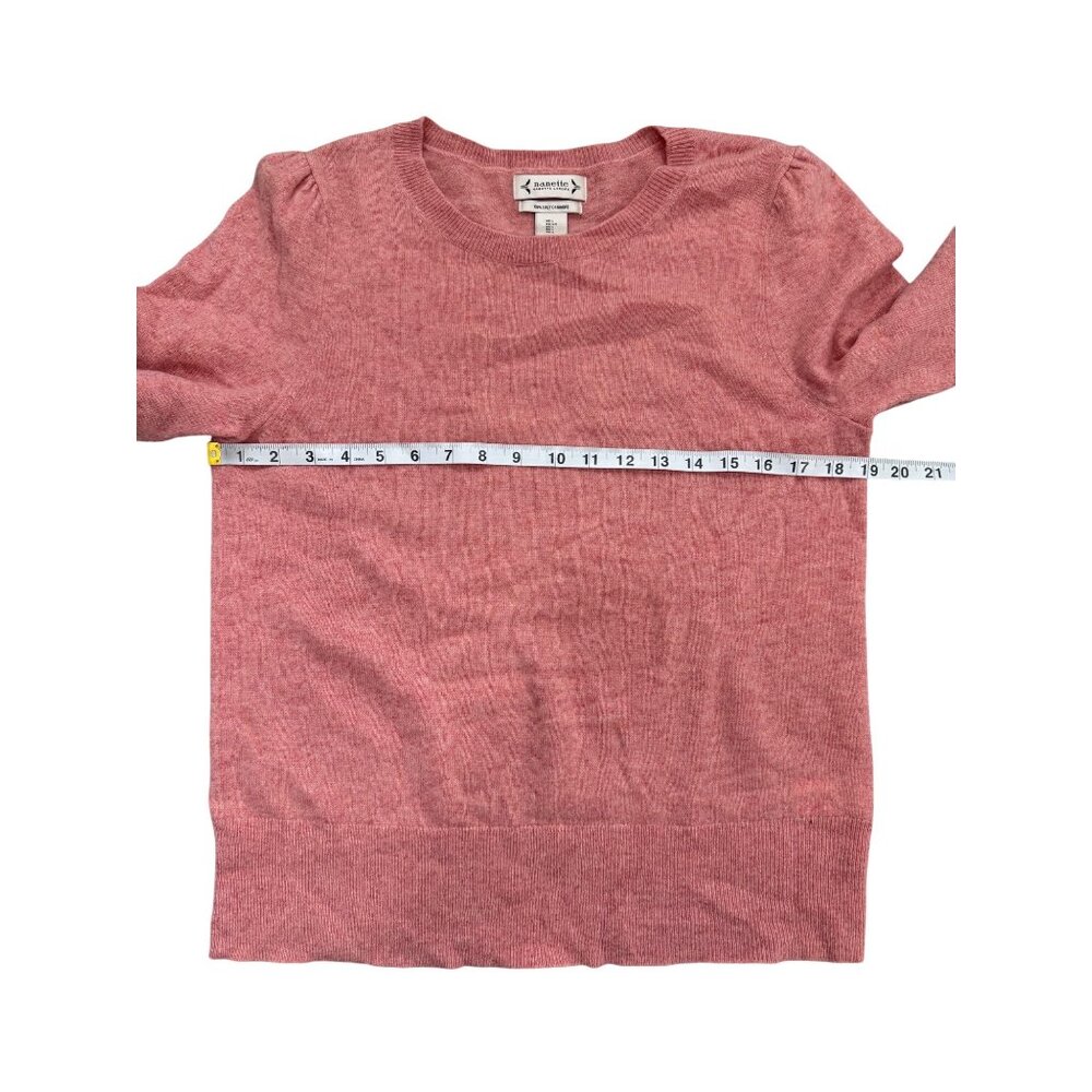 Nanette Lepore 2-Ply Cashmere Sweater Pink Long Sleeve Ribbed-Hem Womens Size L - Picture 5 of 7
